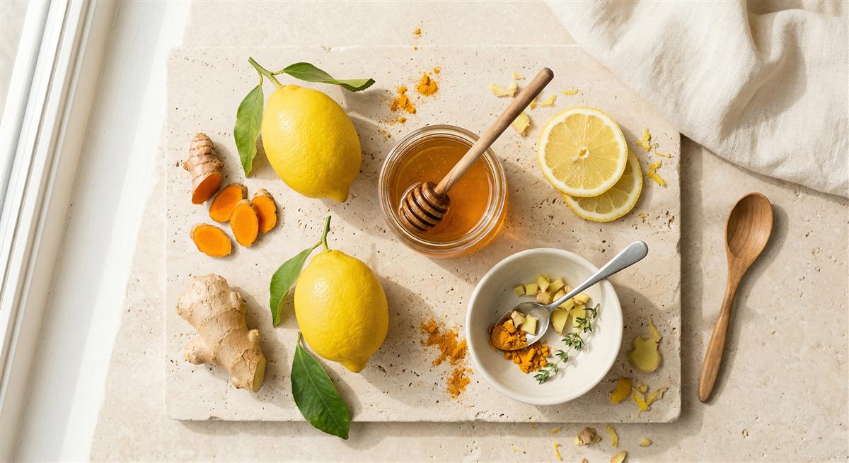 Zitronen Honig Kurkuma Ingwer für starkes Immunsystem