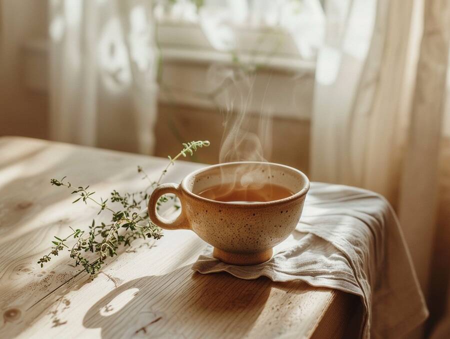 Ruhiger Raum mit Leinenstoff – Nervensystem-Balance Stressreduktion Ayurveda