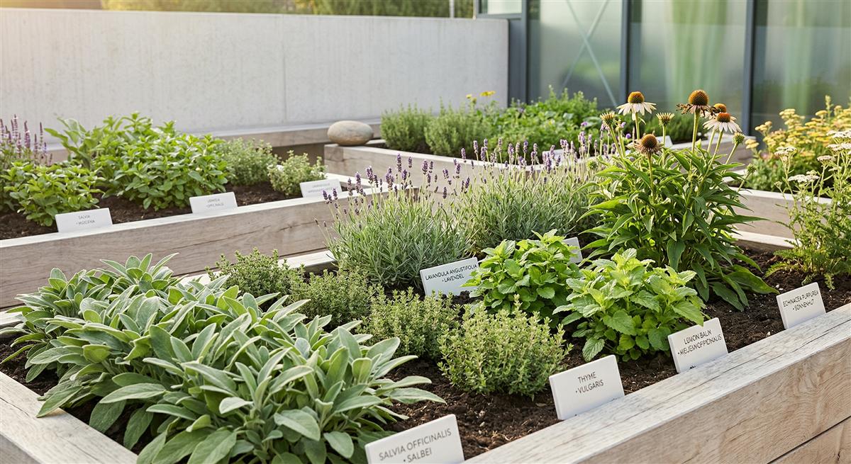 Ayurvedischer Kräutergarten mit Heilpflanzen für Rasayana