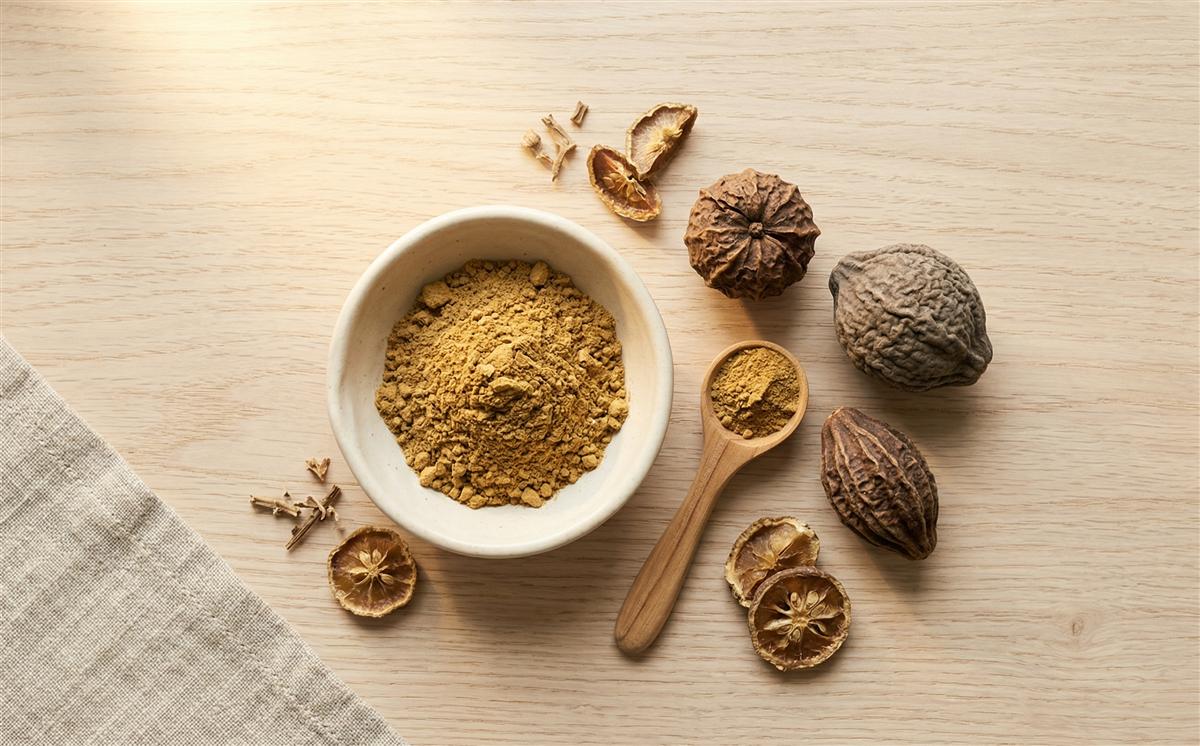 Triphala Pulver und drei Früchte